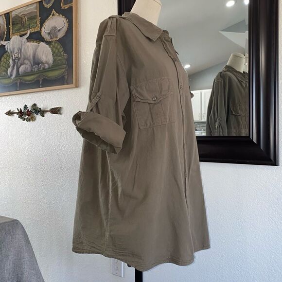 Avenue Womens Cotton Collared 3/4 Sleeve Button Down Shirt Dress Size 18/20 - Picture 2 of 10